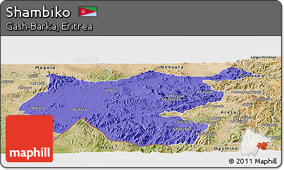Political Panoramic Map of Shambiko, satellite outside