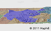 Political Panoramic Map of Shambiko, semi-desaturated