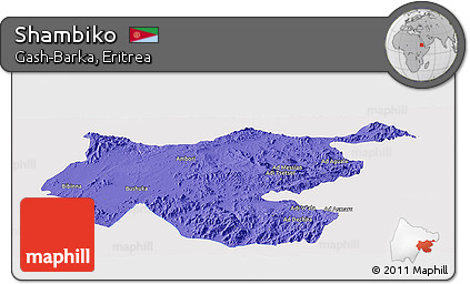 Political Panoramic Map of Shambiko, single color outside