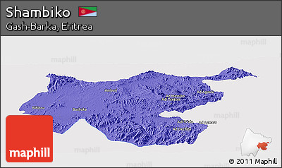 Political Panoramic Map of Shambiko, single color outside