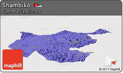 Political Panoramic Map of Shambiko, single color outside