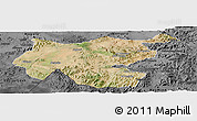 Satellite Panoramic Map of Shambiko, darken, desaturated