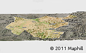 Satellite Panoramic Map of Shambiko, darken, semi-desaturated