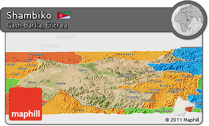 Satellite Panoramic Map of Shambiko, political outside