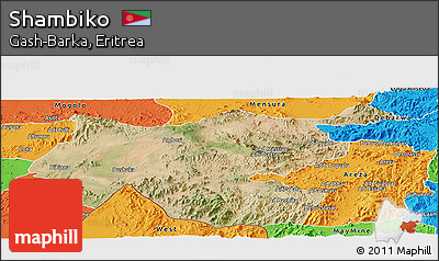 Satellite Panoramic Map of Shambiko, political outside