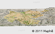 Satellite Panoramic Map of Shambiko, semi-desaturated