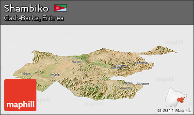 Satellite Panoramic Map of Shambiko, single color outside