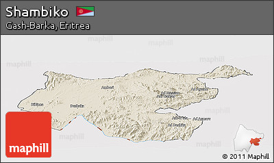Shaded Relief Panoramic Map of Shambiko, cropped outside