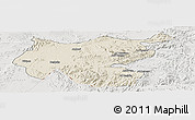 Shaded Relief Panoramic Map of Shambiko, lighten, semi-desaturated