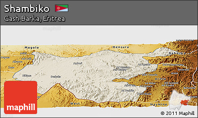 Shaded Relief Panoramic Map of Shambiko, physical outside