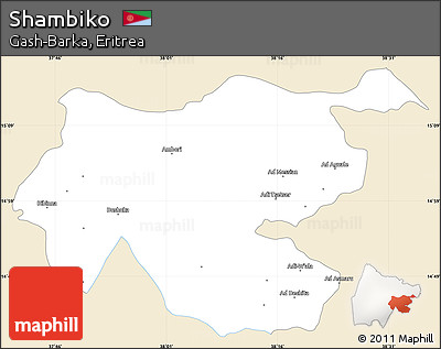 Classic Style Simple Map of Shambiko, single color outside