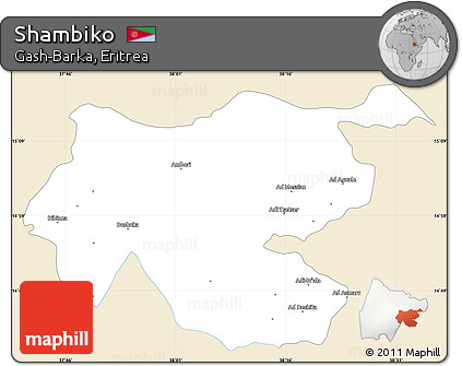 Classic Style Simple Map of Shambiko, single color outside