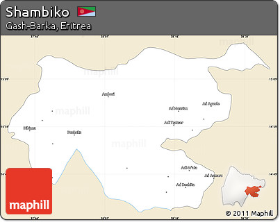 Classic Style Simple Map of Shambiko, single color outside