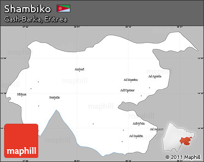 Gray Simple Map of Shambiko, single color outside
