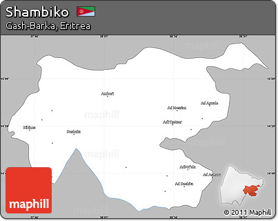 Gray Simple Map of Shambiko, single color outside