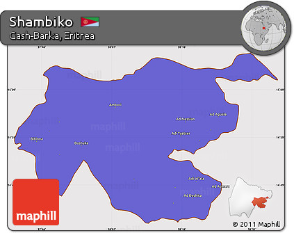 Political Simple Map of Shambiko, cropped outside