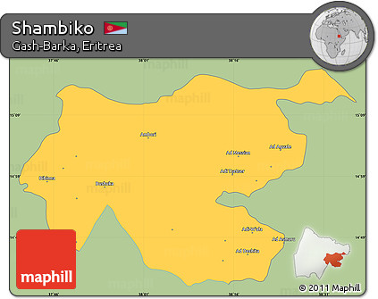 Savanna Style Simple Map of Shambiko, single color outside