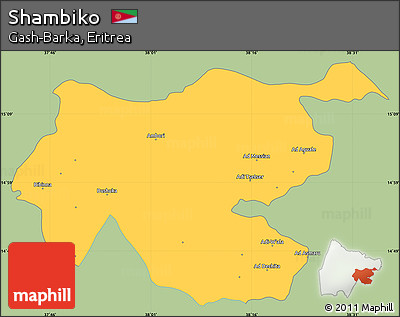 Savanna Style Simple Map of Shambiko, single color outside