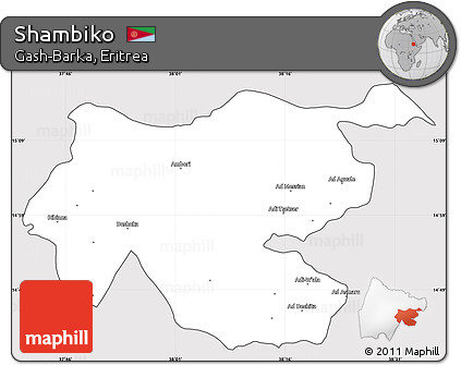 Silver Style Simple Map of Shambiko, cropped outside