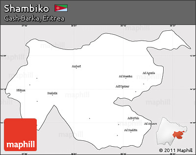 Silver Style Simple Map of Shambiko, cropped outside