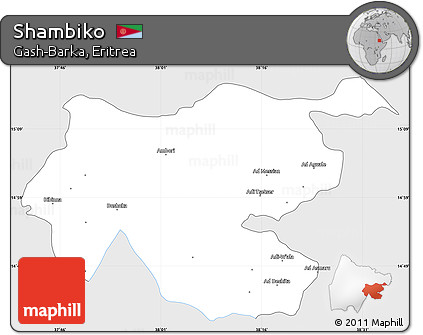 Silver Style Simple Map of Shambiko, single color outside