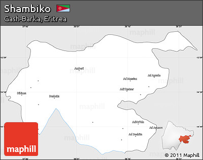 Silver Style Simple Map of Shambiko, single color outside