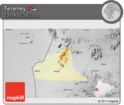 Physical 3D Map of Teseney, desaturated