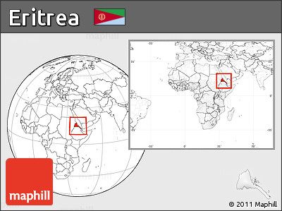 Blank Location Map of Eritrea, within the entire continent