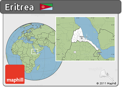 Blank Location Map of Eritrea, savanna style outside