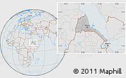 Gray Location Map of Eritrea, lighten, semi-desaturated