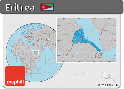 Political Location Map of Eritrea, gray outside
