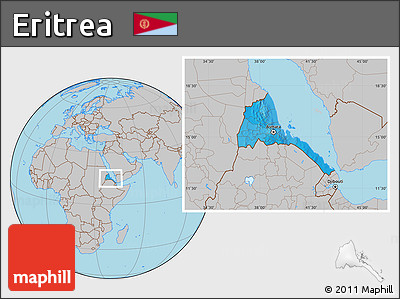 Political Location Map of Eritrea, gray outside