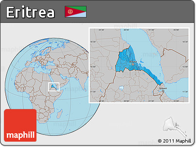 Political Location Map of Eritrea, gray outside