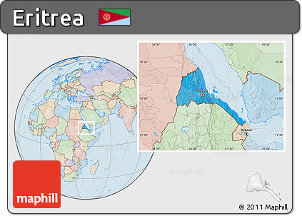 Political Location Map of Eritrea, lighten, land only