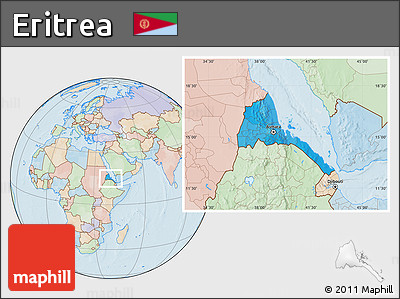 Political Location Map of Eritrea, lighten, land only