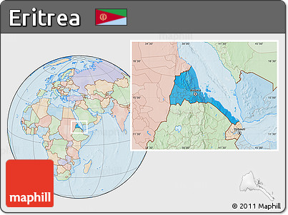 Political Location Map of Eritrea, lighten, land only