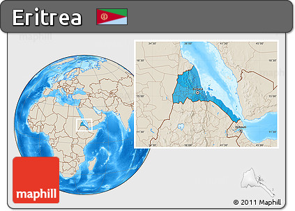 Political Location Map of Eritrea, shaded relief outside