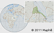 Savanna Style Location Map of Eritrea, lighten, semi-desaturated, hill shading