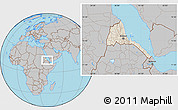 Shaded Relief Location Map of Eritrea, gray outside