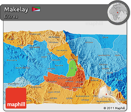 Political 3D Map of Makelay, political shades outside