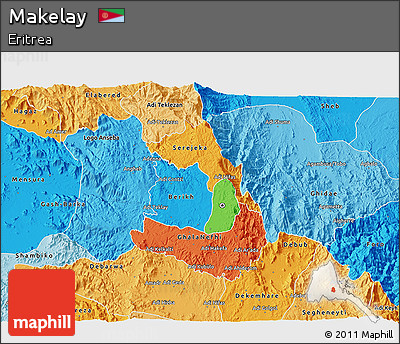 Political 3D Map of Makelay, political shades outside