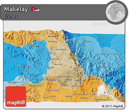 Satellite 3D Map of Makelay, political shades outside