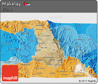 Satellite 3D Map of Makelay, political shades outside