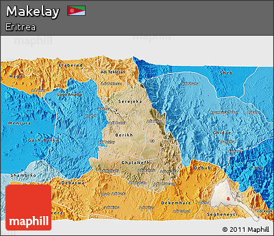 Satellite 3D Map of Makelay, political shades outside