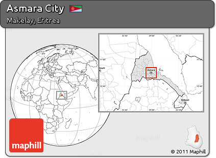 Blank Location Map of Asmara City, highlighted country