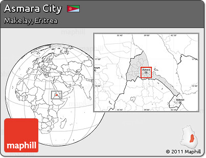 Blank Location Map of Asmara City, highlighted country