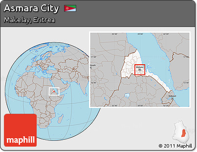 Gray Location Map of Asmara City, highlighted country
