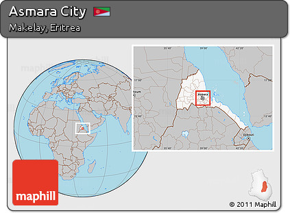 Gray Location Map of Asmara City, highlighted country, highlighted parent region