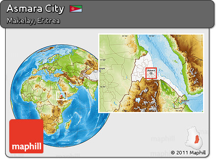 Physical Location Map of Asmara City, highlighted country