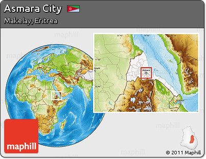 Physical Location Map of Asmara City, highlighted country